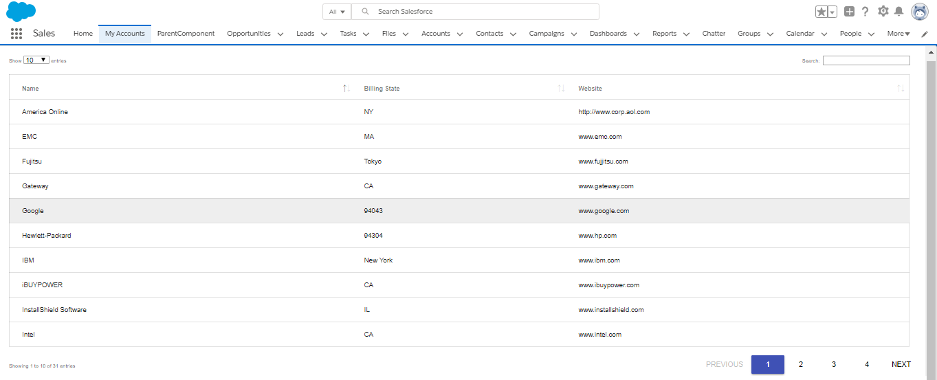 Material Designed DataTable In Visualforce Page.